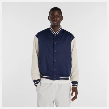 New Balance 男 緞面棒球外套 男 休閒外套 MJ6102R7TNV-F