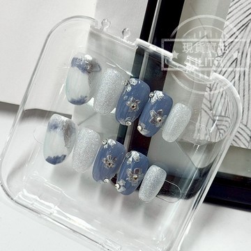 可隔日到貨！花泣海 純手工貓眼穿戴甲 暈染漸變 手繪花 可拆卸手工甲 光療甲片 美甲貼片 假指甲 指甲貼 韓國美甲