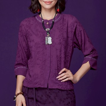 古典美 刺繡立領前開上衣【58028】棉麻/亞麻/中國風/漢服/茶禪服