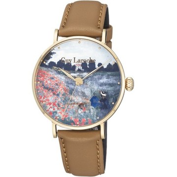 姬龍雪Guy Laroche Timepieces藝術系列腕錶-莫內 阿爾讓特伊的罌粟花園/GA1001WP-03