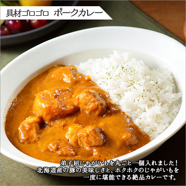 776.ポークカレー 10個 中辛 じゃがいも ポーク 豚 業務用 レトルトカレー 保存食 備蓄 まとめ買い 北海道 弟子屈町