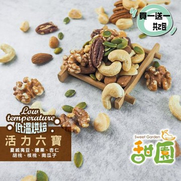 ★買一送一共二包★【甜園】活力六寶 250g 夏威夷豆、腰果、杏仁果、胡桃、核桃、南瓜子、綜合堅果、養生堅果、無調味堅果、原味堅果