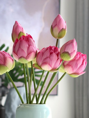 新中式仿真花荷花假花荷葉客廳裝飾花禪意民宿落地植物蓮葉蓮蓬