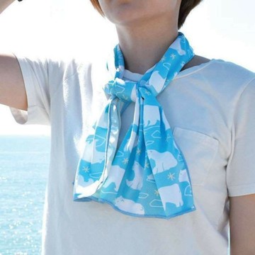 涼感毛巾 HELLO BEAR 牽牛花圖騰 涼毛巾 夏天必備 抗UV紫外線 預防中暑 降溫 附收納盒 隨身毛巾