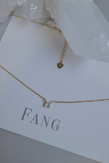 經典單鑽 純銀項鍊 / 金色