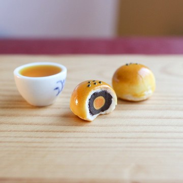 咬一口蛋黃酥 圓形蛋黃 耳環 單耳 中秋月餅ダンファンス