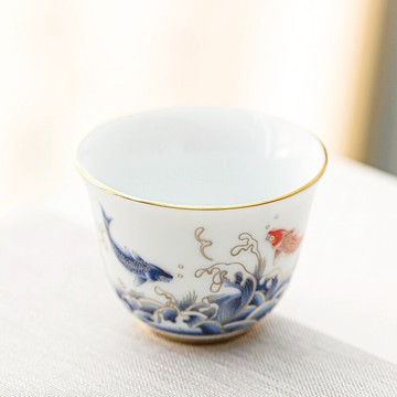 輕奢白瓷品茗杯主人單杯客廳專用功夫茶具喝茶泡個人杯陶瓷小杯器