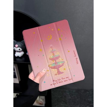 星星噴泉適用于ipad保護套ipad9平板殼2022蘋果air5/4/3新款第九代筆槽10.2硅膠pro11全包mini6防摔迷你5三折