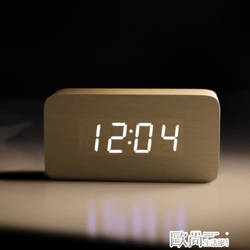 鬧鐘鬧鐘創意學生電子鬧鐘床頭鐘多功能簡約現代夜光LED靜音木頭鐘