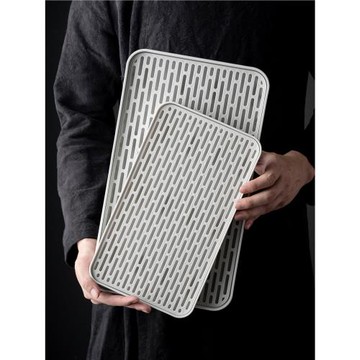 日式簡約茶盤家用雙層塑料瀝水盤創意大長方形茶幾儲水式杯子托盤