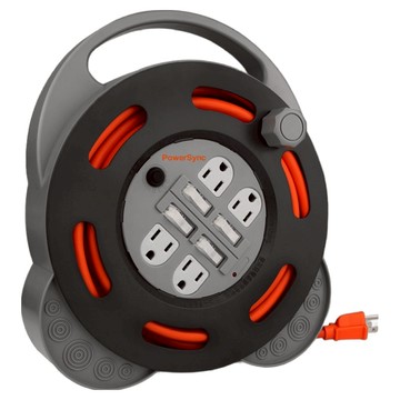 PowerSync 包爾星克 工業用4開4插輪座延長用電源線組 3孔 TX44F310  10m  黑色  1個