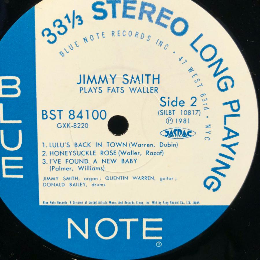 Jimmy Smith   Plays Fats Waller LP BLUE NOTE・KING RECORD