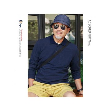 爸爸秋裝長袖t恤男中老年男裝衣服老人爺爺春秋寬松上衣老年人