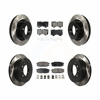 Toyota Tundra Sequoia Lexus LX 570 Land Cruiser (KDT-100334) 用Transit Auto Front Rear Coated Drilled Slotted Disc Brakeローターおよびセラミックパ