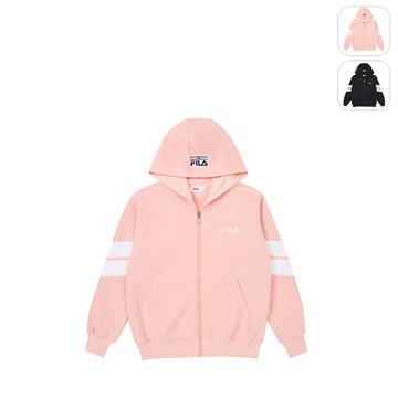 【FILA】KIDS 孩童款 針織連帽外套-杏粉 1JKY-8433-PK