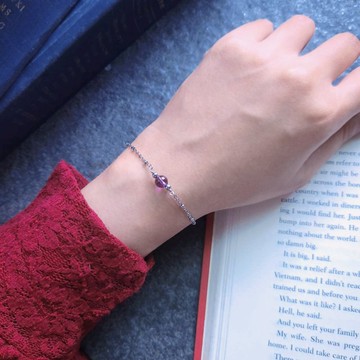 晶采。6mm天然紫晶/黃水晶/黑膽石圓珠  白鋼手鍊