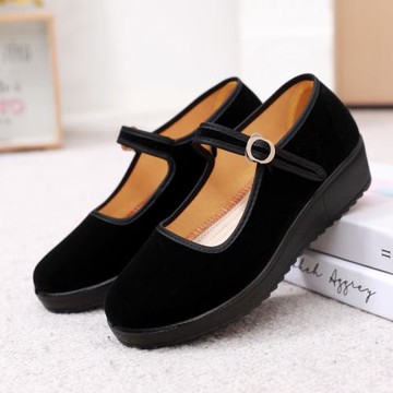 新款老北京布鞋女鞋厚底工作鞋平底上班酒店鞋防滑跳舞媽媽鞋單鞋