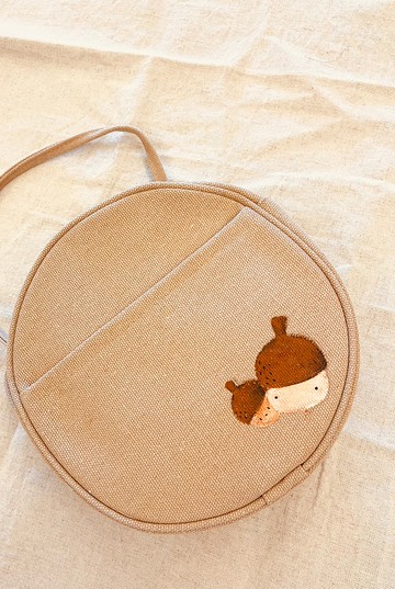 手感。慢起—手繪包x松鼠與小栗子小包 帆布包 小孩包 肩背 側背