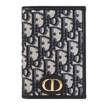 Christian Dior 30 Montaigne CD LOGO滿版緹花護照夾.深藍