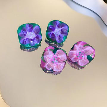 [生活妍選]韓版復古自然風花朵耳環 耳環 花朵耳環 壓克力耳環 大耳環 純銀耳環 925銀針