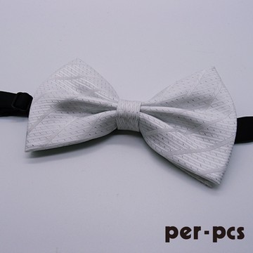 per-pcs 紳士品味斜紋蝴蠂結領結_銀白(005-22)