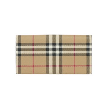 BURBERRY Vintage 經典格紋對開長夾(經典米色)