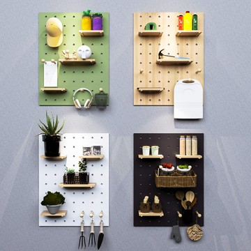 洞洞板實木定制墻上置物架玄關木質墻壁掛墻書架隔板收納架展示架 洞洞板 置物板 收納板 儲物板 壁掛板 展示板
