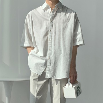 正韓春夏季休閒寬鬆感純棉水洗短袖襯衫 5色 YUPPIE 預購商品 0503