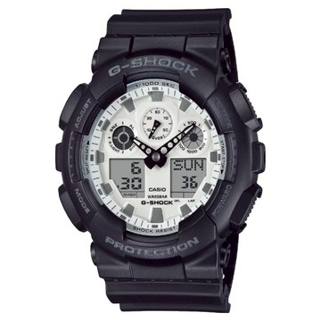 CASIO 卡西歐 G-SHOCK 黑白經典雙顯手錶 GA-100WD-1A  GA-100WD-1A 黑色