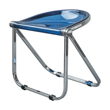 KUIBAO 快豹生活 中古MCM透明折疊凳  1個  透明萊茵藍 + 銀色