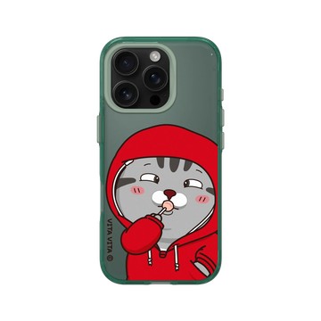 iPhone 16 Pro Clear 憂墨綠 - VITA VITA．塔仔是隻貓 - 吃到鬥雞眼款