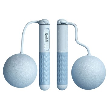 三次方 兩用負重跳繩 大球款 藍色 健身運動提升心肺功能與耐力  大直徑65mm 鋼絲繩長約3米  1個