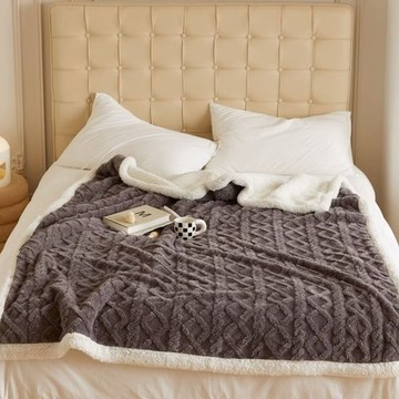 韓系麻花牛奶絨 雙層加厚被毯 / 霧灰