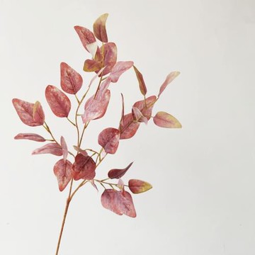 北歐輕奢仿真花 灰綠色秋紅秋白銹黃尤加利葉子插花樣板房假花