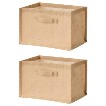 MUJI 無印良品 長方形黃麻收納袋  黃麻色  37 x 26 x 24cm  2個