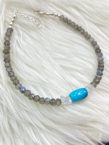 天然 拉長石 手鍊 天然寶石手串 尼泊爾 手工製 925純銀