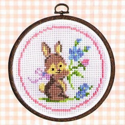 オリムパス 刺繍キット クロスステッチ 森のかわいいなかまたちシリーズ ウサギとお花