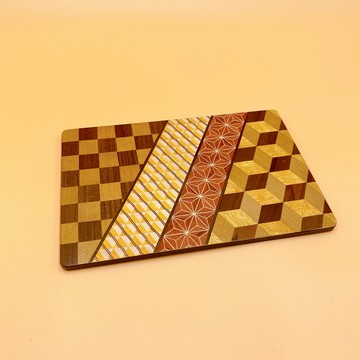 【箱根寄木細工】日本工藝品 滑鼠墊 市松紋