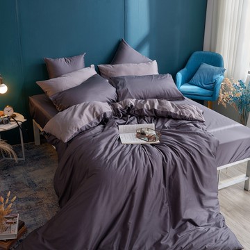 戀家小舖【極致深灰】雙人床包被套組 60支精梳棉 台灣製