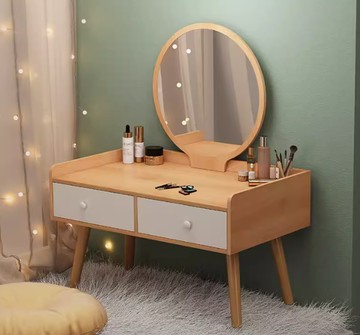 飄窗梳妝臺 收納櫃一體 臥室小型 坐地化妝桌 現代簡約化妝臺