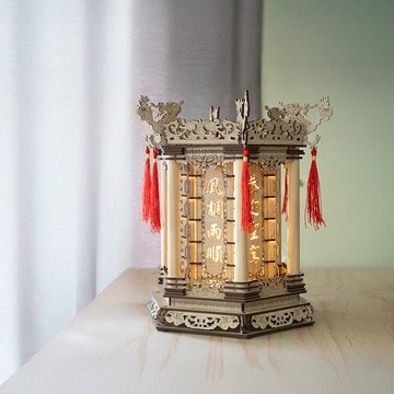 【DIY手作】宮燈 夜燈DIII 木頭模型 聖誕禮物 禮盒 廟宇 小夜燈