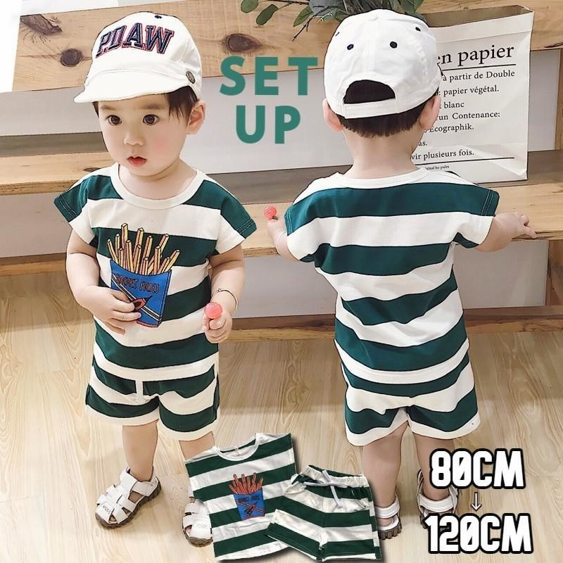 セットアップ 上下セット 2点セット キッズ 男の子 女の子 子ども 半袖 Tシャツ トップス ボトムス ショートパンツ 短パン ボーダー柄 イラスト  | LINEブランドカタログ