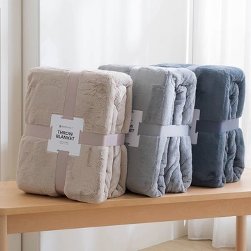 送禮首選-法蘭絨雙面三角針毯/霧灰