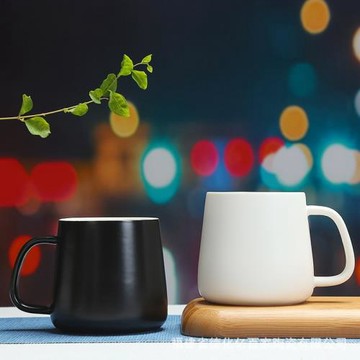 酒店用陶瓷杯黑白馬克杯 咖啡杯牛奶杯創意禮品廣告水杯定 制logo