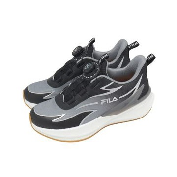 Fila 慢跑鞋 J405A 中大童 黑 灰 拼接 旋鈕 斐樂 運動鞋 3J405A408