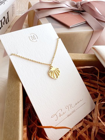 【精緻禮盒】線條貝殼項鍊 18KGF－夏日 #貝殼 簡約 海洋