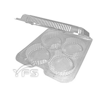 V3四入蛋塔盒-OPS(低蓋)(自扣式蓋) (發糕/蛋塔/月餅/綠豆糕/麻糬/泡芙/糕點)【裕發興包裝】JS240