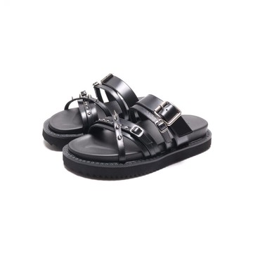 Asthershop原創 鉚釘裝飾沙灘拖鞋朋克風露趾涼拖增高厚底涼鞋女