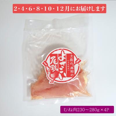 ふるさと納税 大月町 よさこい尾鶏 むね肉(230〜280g×4パック)計6回