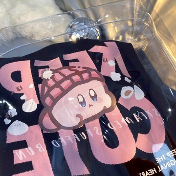 【鹿向南】純棉 女 t恤 短袖上衣 oversize ins 風衣服 包子卡比 可愛上衣 卡通 t恤 上衣女 韓版上衣